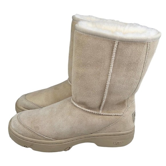 UGG Australia Womens Beige Ultimate Short 5275 Genuine Leather Winter Boots Sz 6 - Picture 3 of 10
